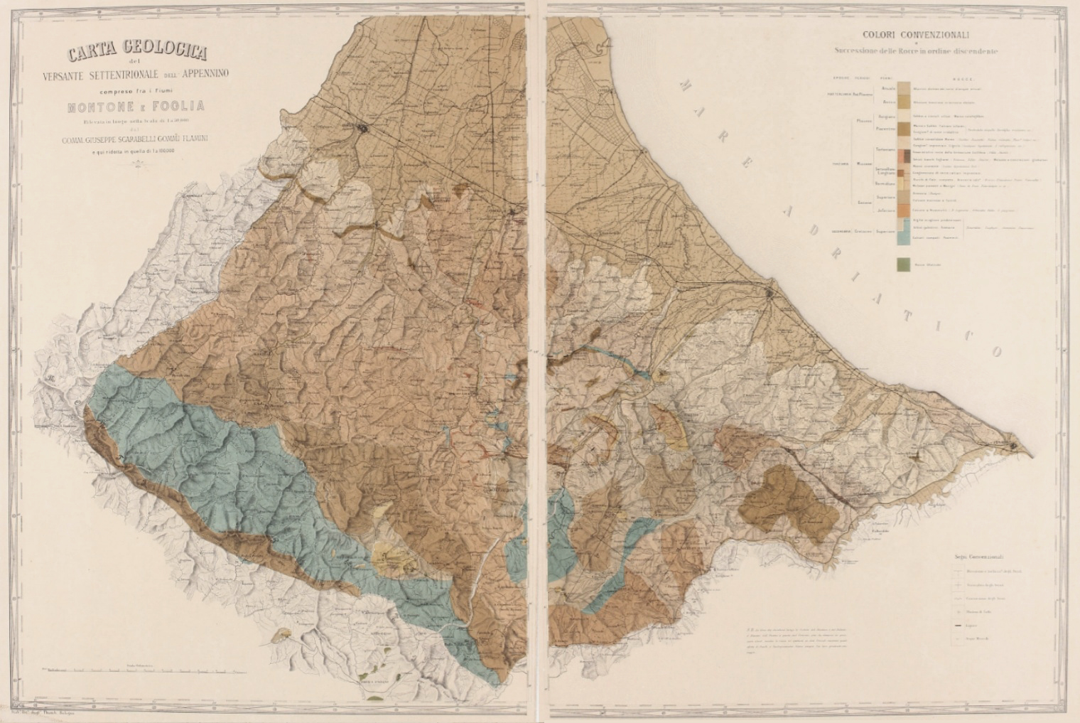 Giuseppe Scarabelli Carta Geologica Romagna 1880