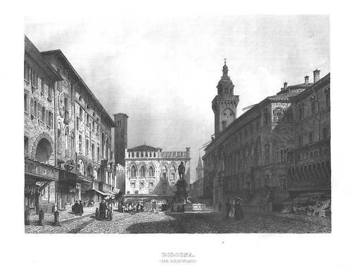Gandini veduta Piazza Nettuno Bologna 1833